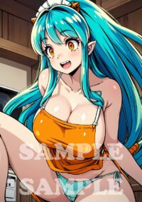 うる星やつら ラム風 ファンアート 高品質 美少女 アニメ ゲーム マンガ 同人 A4 ポスター 美女 コスプレ イラスト af159101HF